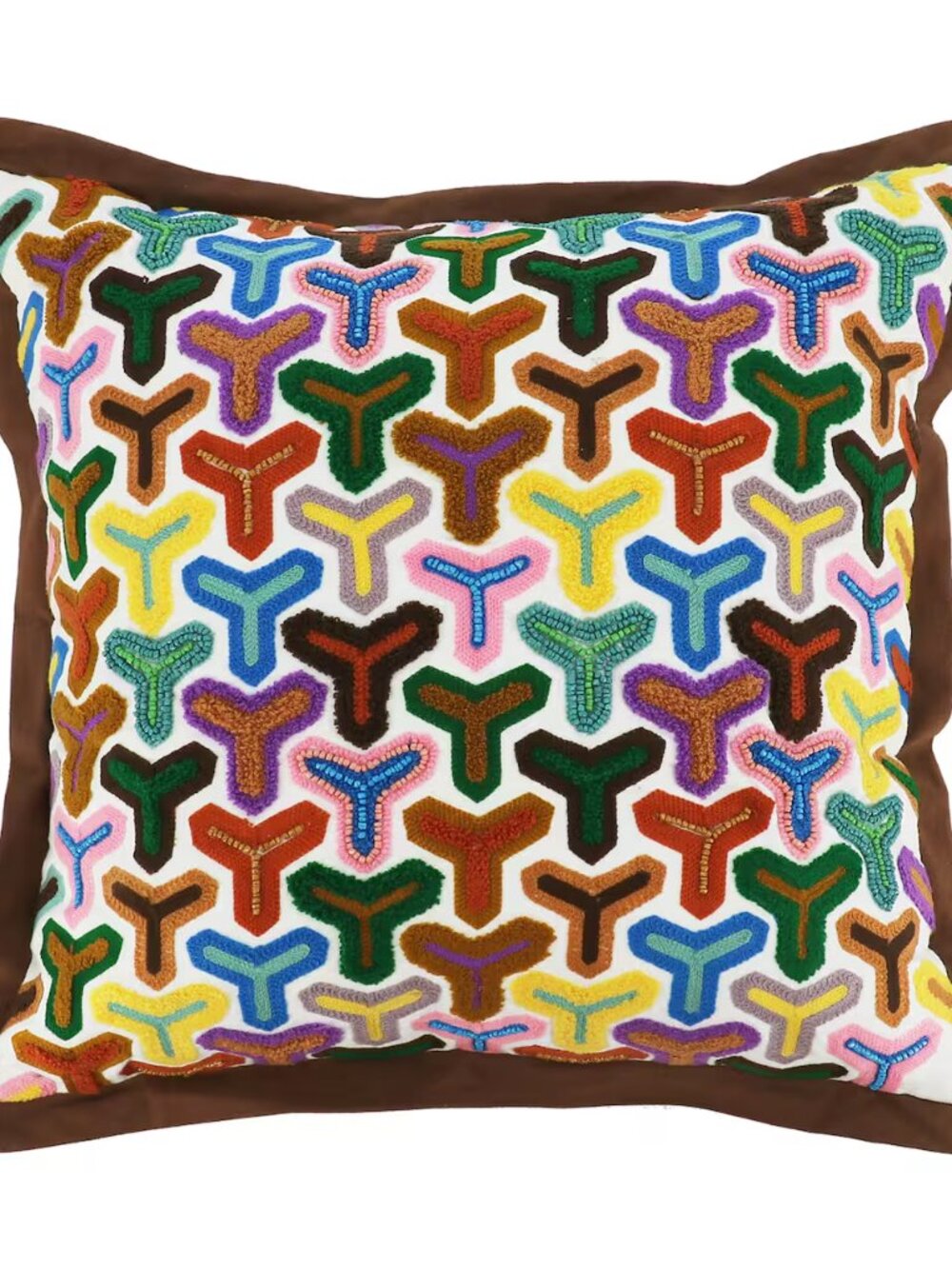 Jonathan Adler Geometric Beaded Embroidered Pillow NEW 18 X 18 Inches